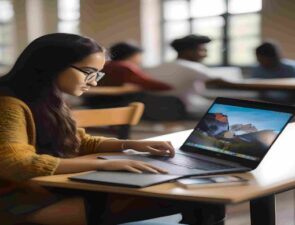 College student on laptop