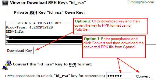 Download Private SSH Keys in Cpanel